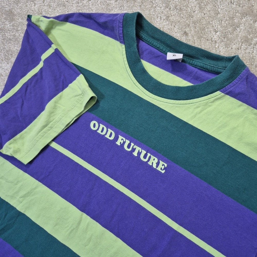 Odd Future T Shirt Mens XL Purple Stripe Embroidered Tyler the Creator Hip Hop